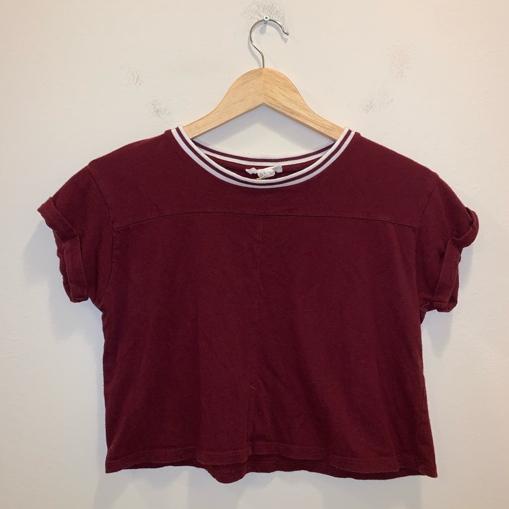 Forever 21 Maroon & White Crop Top size S - Picture 3 of 7